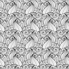 Seamless Monochrome Floral Pattern (Vector) N13