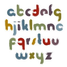 Vector painted alphabet letters set hand-drawn colorful script