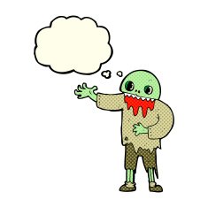 cartoon spooky zombie with thought bubble N11