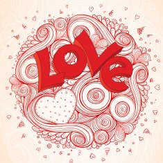 Light paper heart card with sign on ornate pattern