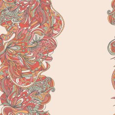 Abstract hand-drawn wave floral pattern N76