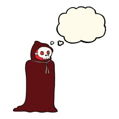 cartoon spooky halloween costume with thought bubble N21