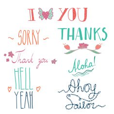 Hand drawn cute vector phrases set