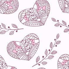 Doodle hearts seamless pattern