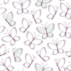 Outline seamless pattern with butterflies