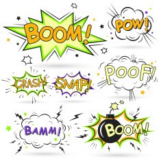 collection of multicolored comic sound effects N2