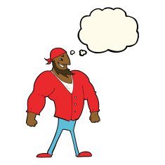 cartoon manly sailor man with thought bubble N11
