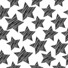 Sketch seamless pattern with stars Black stars on white background