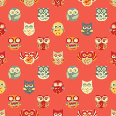 Vintage Seamless Pattern with Owls