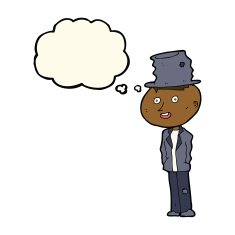 cartoon funny hobo man with thought bubble N10