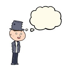 cartoon funny hobo man with thought bubble N11