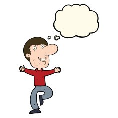 cartoon happy man with thought bubble N518