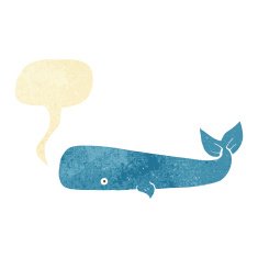 cartoon whale with speech bubble N56