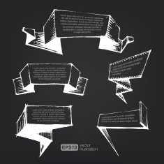 Vector hand drawn design elements on the blackboard