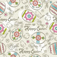 Patterns with easter eggs flowers and chicks