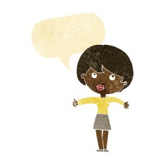 cartoon woman giving thumbs up with speech bubble N12