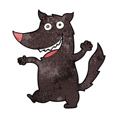 cartoon happy wolf N35