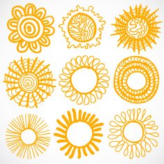 Vector set of different suns isolated hand drawn illustration N4