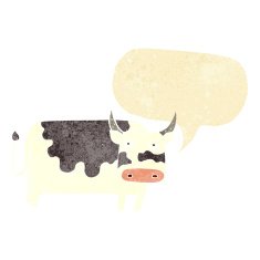 cartoon cow with speech bubble N43