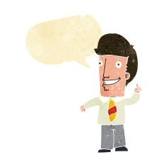 cartoon office man with idea speech bubble N11