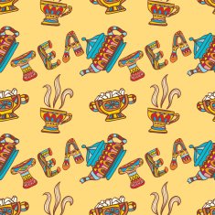 Seamless texture tea party chanik cup candy sugar Tribal st