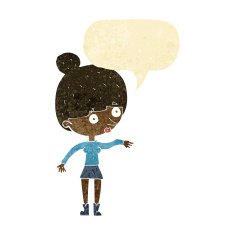 cartoon surprised woman with speech bubble N293