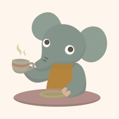 animal elephant having afternoon tea theme elements N8