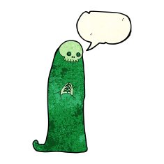 cartoon halloween ghoul with speech bubble N12