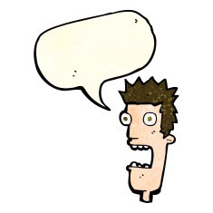 cartoon shocked man's face with speech bubble N12