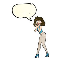 cartoon surprised woman with speech bubble N294