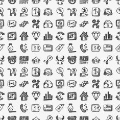 seamless doodle financial pattern