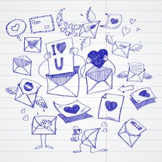 Doodle style mail message or envelope