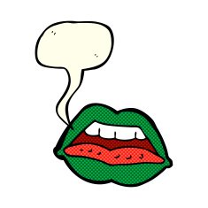 cartoon sexy halloween lips symbol with speech bubble N11