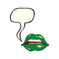 cartoon sexy halloween lips symbol with speech bubble N12