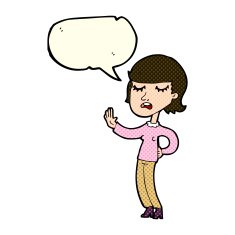 cartoon woman ignoring with speech bubble N29