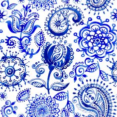 Watercolor vector pattern in Paisley style N2