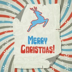 Vector Christmas background with jumping stylized deer N2