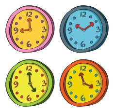 clock doodle in various color N2