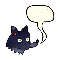cartoon unhappy dog with speech bubble N4