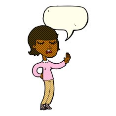 cartoon woman ignoring with speech bubble N30