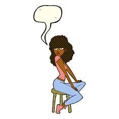 cartoon woman striking pose with speech bubble N11
