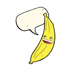 cartoon happy banana with speech bubble N7