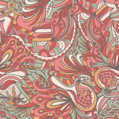 Abstract hand-drawn wave floral pattern N79