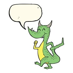 cartoon happy dragon with speech bubble N11