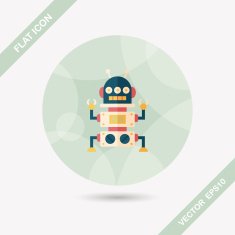 robot concept flat icon with long shadow eps10 N296