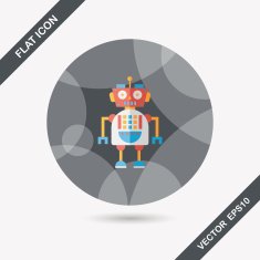 robot concept flat icon with long shadow eps10 N298