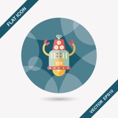 robot concept flat icon with long shadow eps10 N301