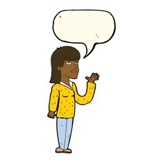 cartoon woman explaining with speech bubble N57