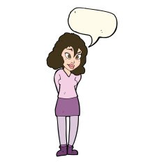cartoon confused woman with speech bubble N103
