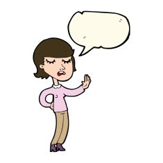 cartoon woman ignoring with speech bubble N31